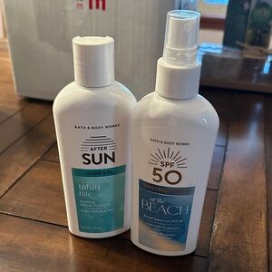 Bath & Body Works Tahiti Isle Aloe Gel and At the Beach SPF 50 Sunscreen Spray